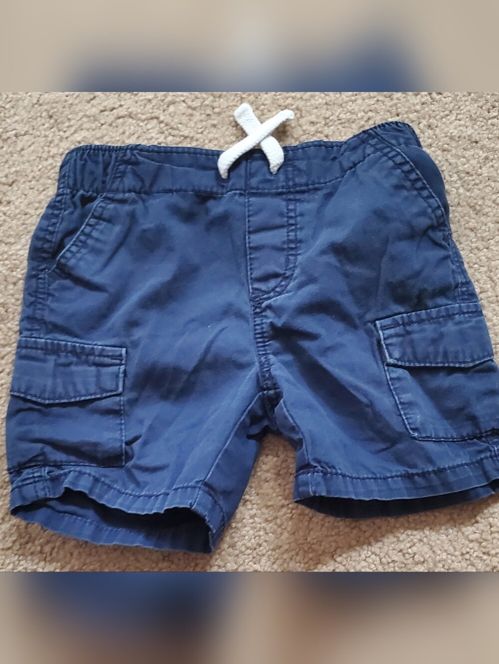 2pk Shorts : Navy Blue Cargo Shorts with Drawstring